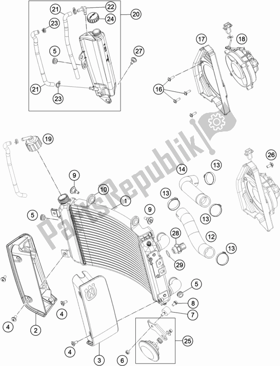 All parts for the Cooling System of the Husqvarna Vitpilen 701 EU 2018