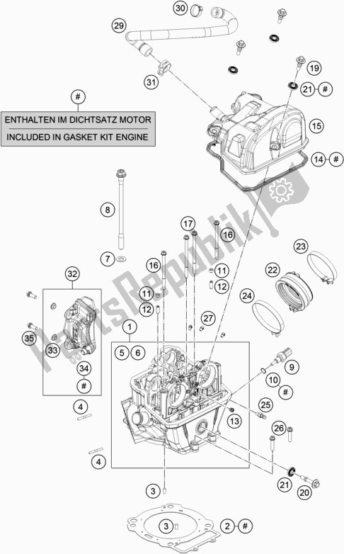 All parts for the Cylinder Head of the Husqvarna Vitpilen 701 EU 2018