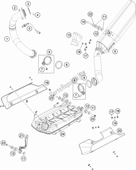 All parts for the Exhaust System of the Husqvarna Vitpilen 701 EU 2018
