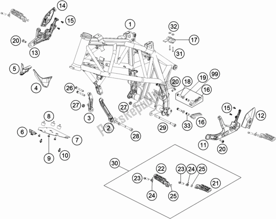 All parts for the Frame of the Husqvarna Vitpilen 701 EU 2018