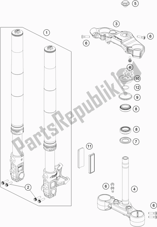 All parts for the Front Fork, Triple Clamp of the Husqvarna Vitpilen 701 EU 2018