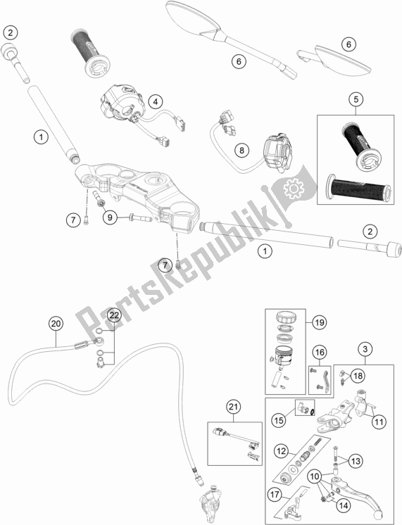 All parts for the Handlebar, Controls of the Husqvarna Vitpilen 701 EU 2018