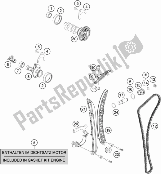 All parts for the Timing Drive of the Husqvarna Vitpilen 701 EU 2018