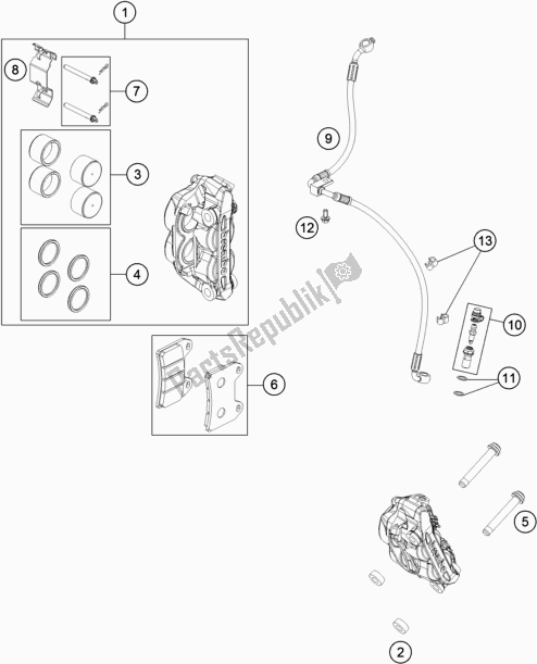 All parts for the Front Brake Caliper of the Husqvarna Vitpilen 701 EU 2019