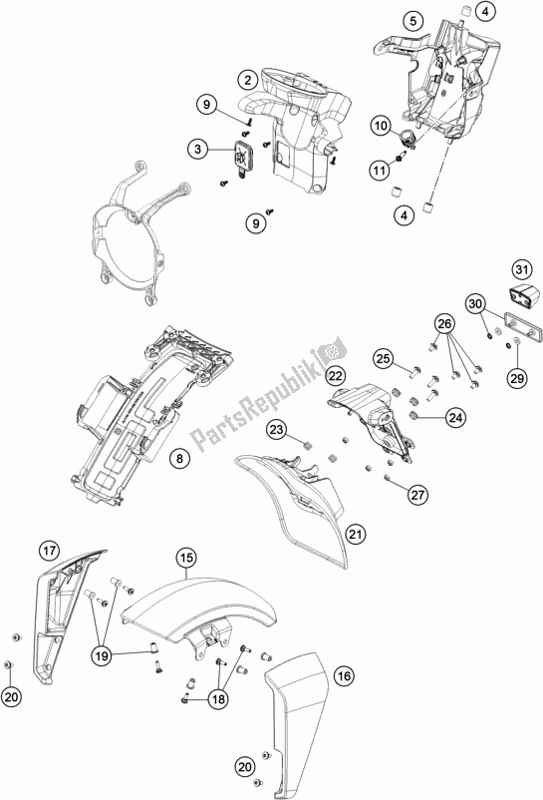 Tutte le parti per il Maschera, Parafanghi del Husqvarna Vitpilen 701 EU 2019