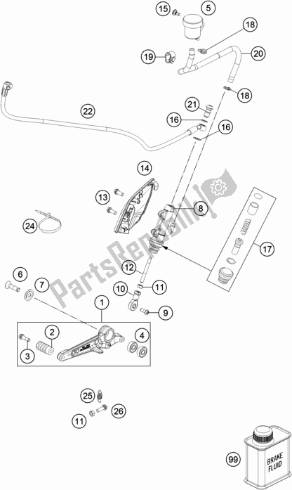 Tutte le parti per il Controllo Del Freno Posteriore del Husqvarna Vitpilen 701 EU 2019