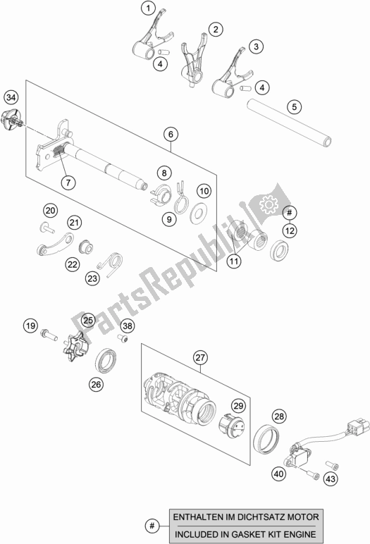 All parts for the Shifting Mechanism of the Husqvarna Vitpilen 701 EU 2019