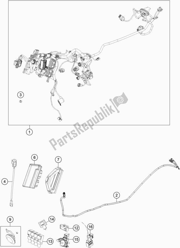 All parts for the Wiring Harness of the Husqvarna Vitpilen 701 EU 2019