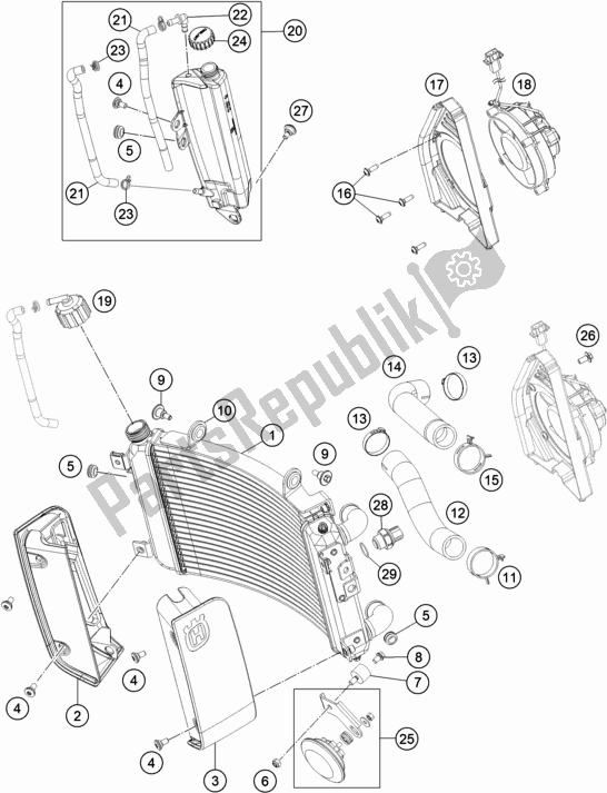 All parts for the Cooling System of the Husqvarna Vitpilen 701 EU 2020