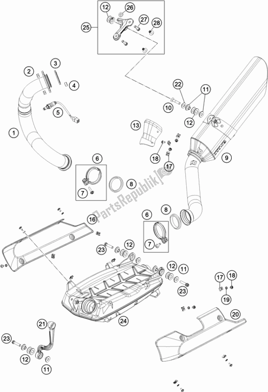 All parts for the Exhaust System of the Husqvarna Vitpilen 701 EU 2020