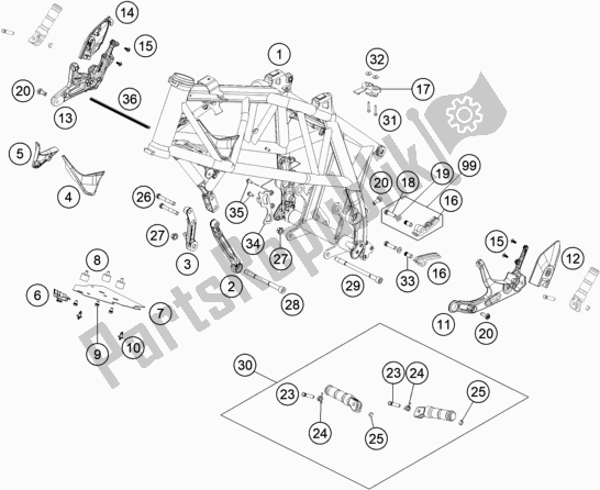 Todas las partes para Marco de Husqvarna Vitpilen 701 EU 2020