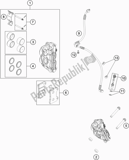 All parts for the Front Brake Caliper of the Husqvarna Vitpilen 701 EU 2020