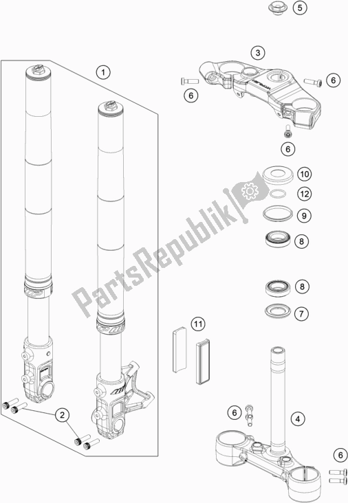 Todas las partes para Horquilla Delantera, Triple Abrazadera de Husqvarna Vitpilen 701 EU 2020