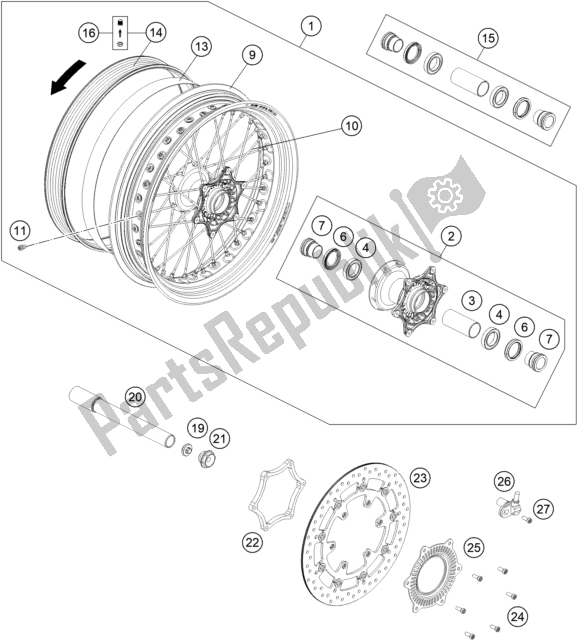 All parts for the Front Wheel of the Husqvarna Vitpilen 701 EU 2020