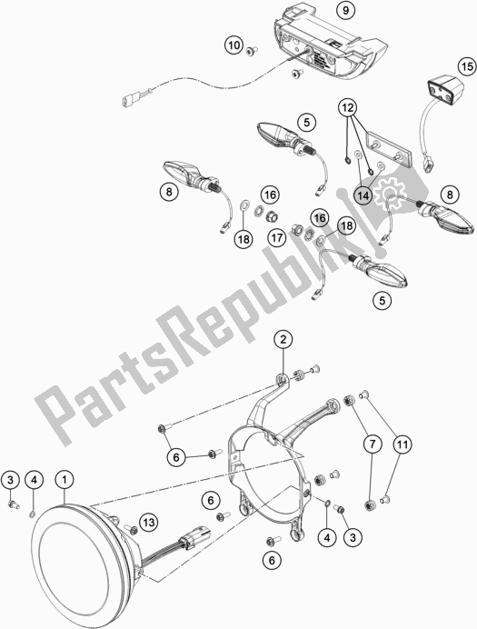 All parts for the Lighting System of the Husqvarna Vitpilen 701 EU 2020