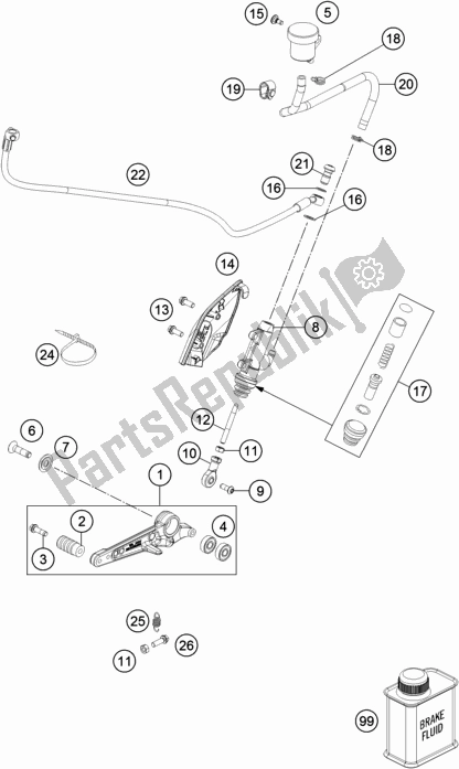 All parts for the Rear Brake Control of the Husqvarna Vitpilen 701 EU 2020