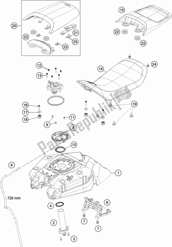 Todas as partes de Tanque, Assento do Husqvarna Vitpilen 701 EU 2020