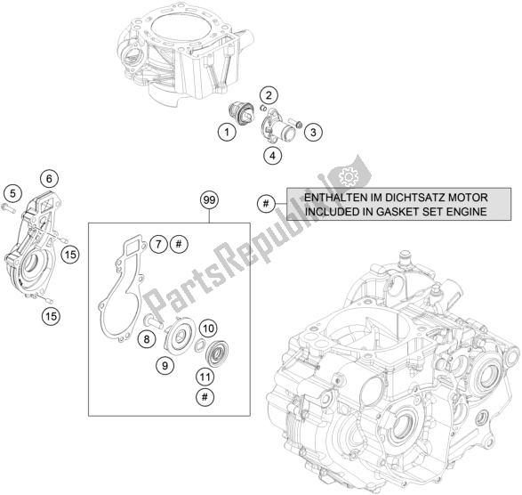 All parts for the Water Pump of the Husqvarna Vitpilen 701 EU 2020