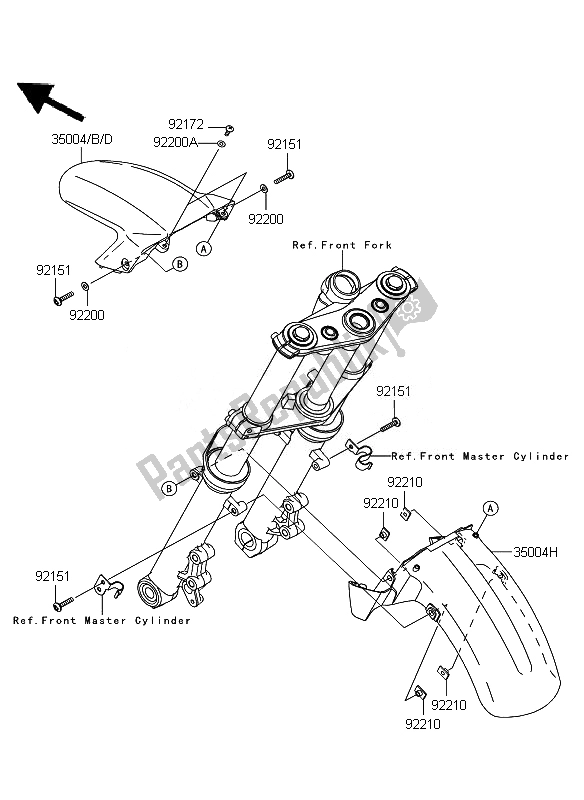 Todas las partes para Guardabarros Delantero de Kawasaki ER 6F 650 2010