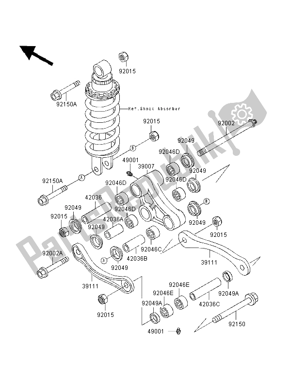 Tutte le parti per il Sospensione del Kawasaki ZZ R 600 1997