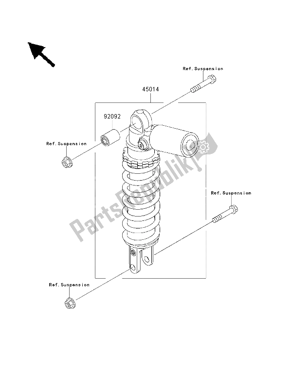 All parts for the Shock Absorber of the Kawasaki Ninja ZX 12R 1200 2000