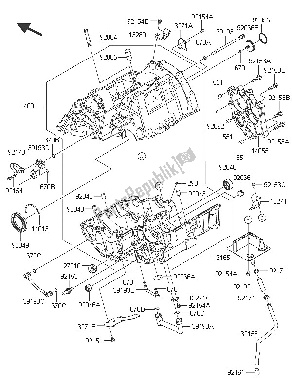 Todas las partes para Caja Del Cigüeñal de Kawasaki ER 6N ABS 650 2016