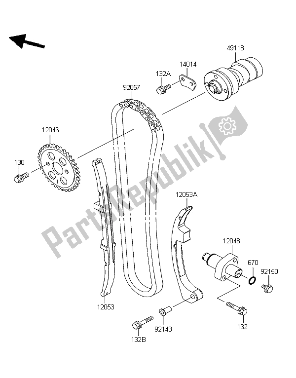 Alle onderdelen voor de Nokkenas En Spanner van de Kawasaki Eliminator 125 2004