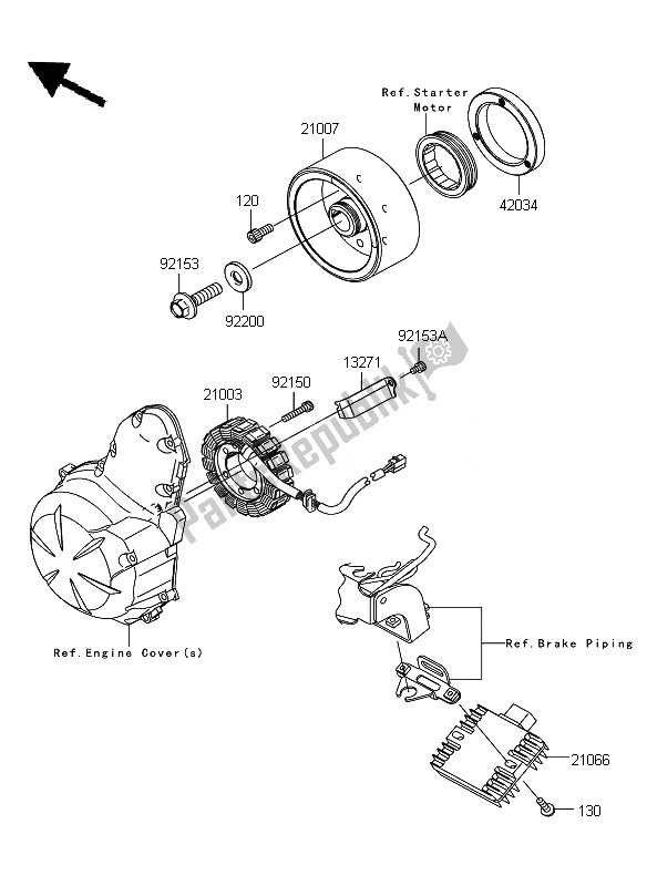 Toutes les pièces pour le Générateur du Kawasaki ER 6N ABS 650 2011