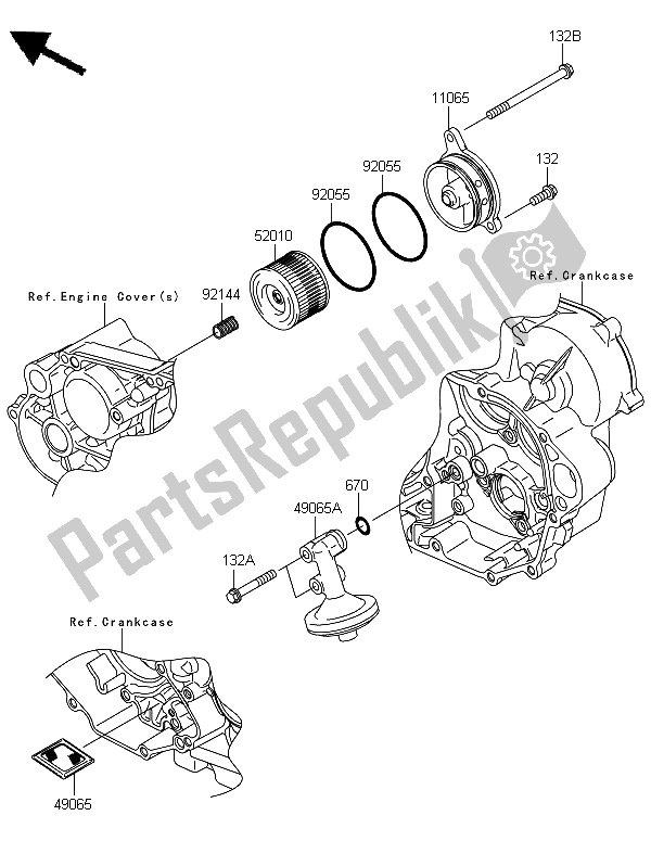 Alle onderdelen voor de Oliefilter van de Kawasaki KX 450F 2012