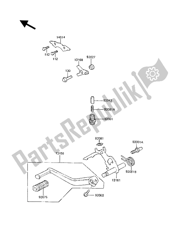 All parts for the Gear Change Mechansim of the Kawasaki Z 1300 1987