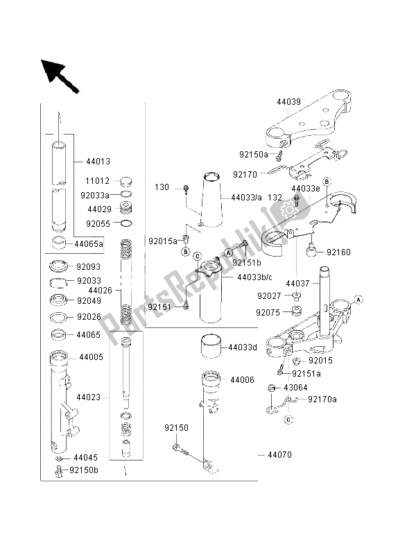 All parts for the Front Fork of the Kawasaki VN 800 Classic 2000