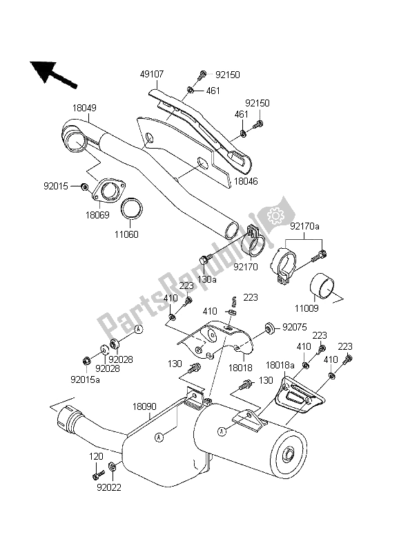 Alle onderdelen voor de Geluiddemper van de Kawasaki KLR 650 1995