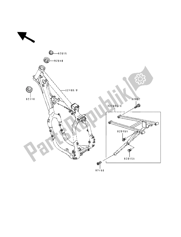 Todas as partes de Quadro, Armação do Kawasaki KX 500 1990