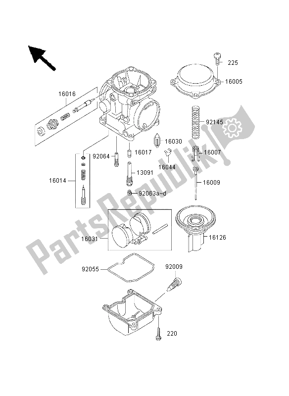 All parts for the Carburetor Parts of the Kawasaki ER 500 2003