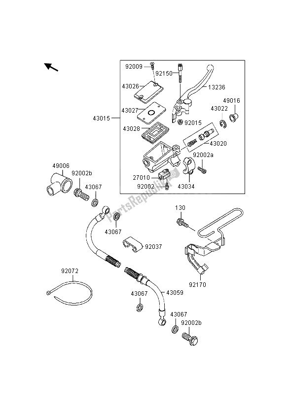 All parts for the Front Master Cylinder of the Kawasaki KLE 500 1997