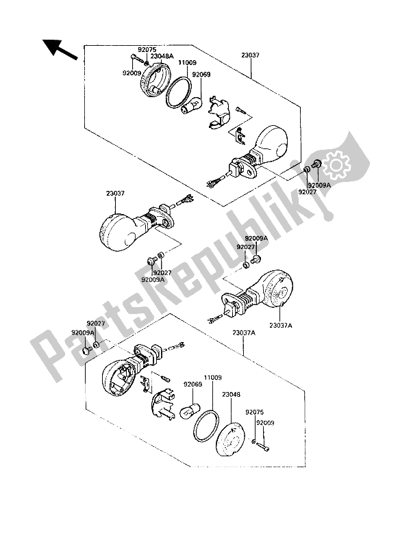 All parts for the Turn Signals of the Kawasaki VN 750 Twin 1986