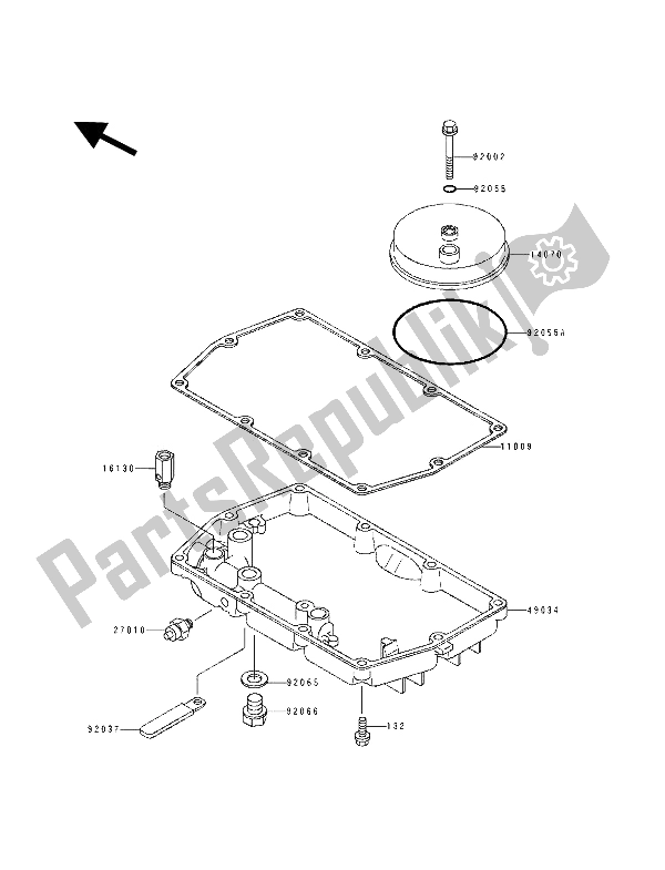 Todas las partes para Tapa Del Respiradero Y Cárter De Aceite de Kawasaki KLE 500 1992