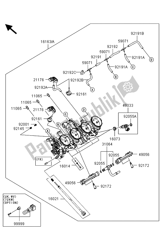 All parts for the Throttle of the Kawasaki Z 1000 SX ABS 2013