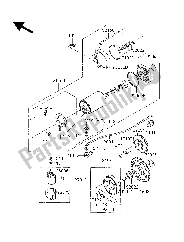 Todas las partes para Motor De Arranque de Kawasaki GPX 600R 1996