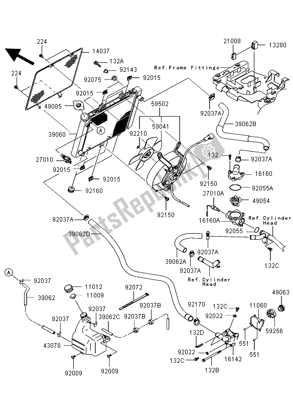 All parts for the Radiator of the Kawasaki KVF 750 4X4 2006