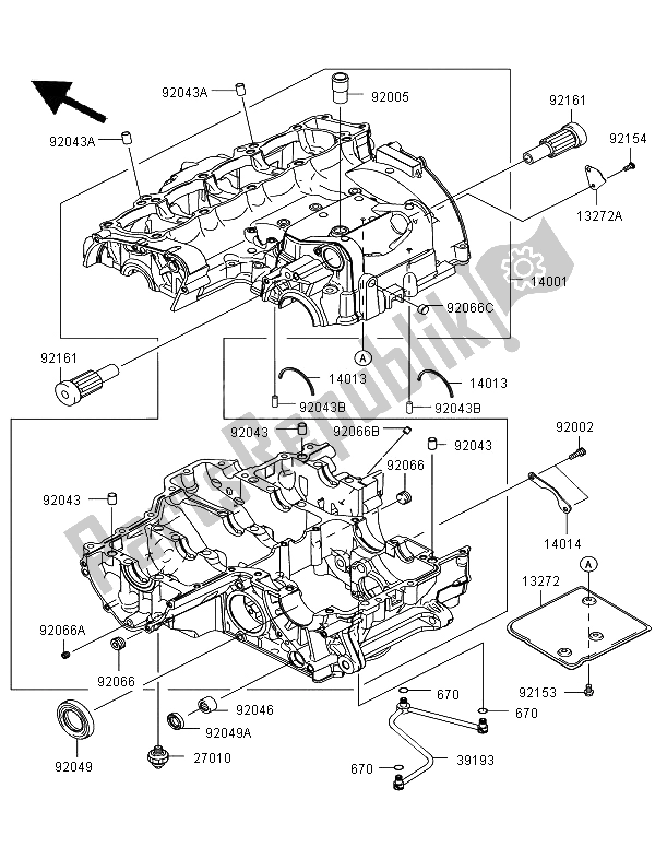 All parts for the Crankcase of the Kawasaki Z 1000 SX 2011