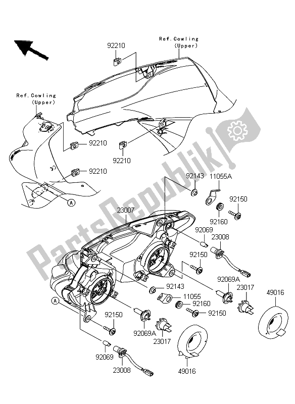 Wszystkie części do Reflektor Kawasaki ER 6F 650 2009