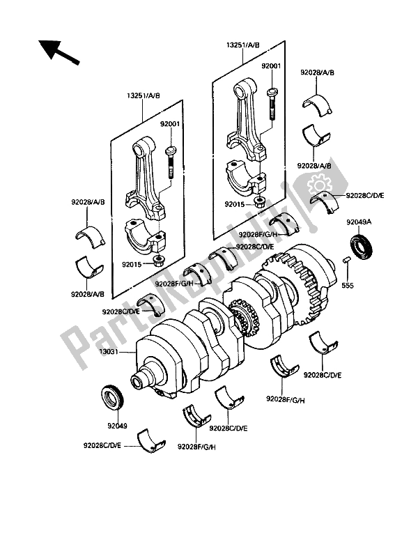 Todas las partes para Cigüeñal de Kawasaki Voyager XII 1200 1991