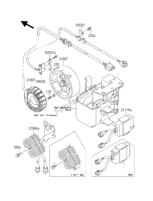 Tutte le parti per il Generatore del Kawasaki KLF 300 2001