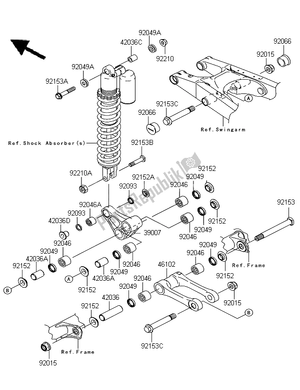 All parts for the Suspension of the Kawasaki KX 250 2006