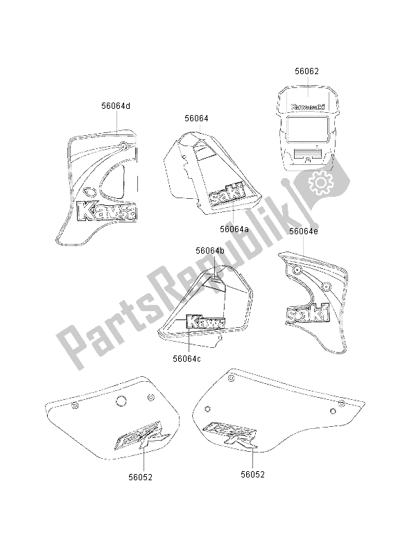 Todas las partes para Calcomanías (ébano) de Kawasaki KMX 125 2001