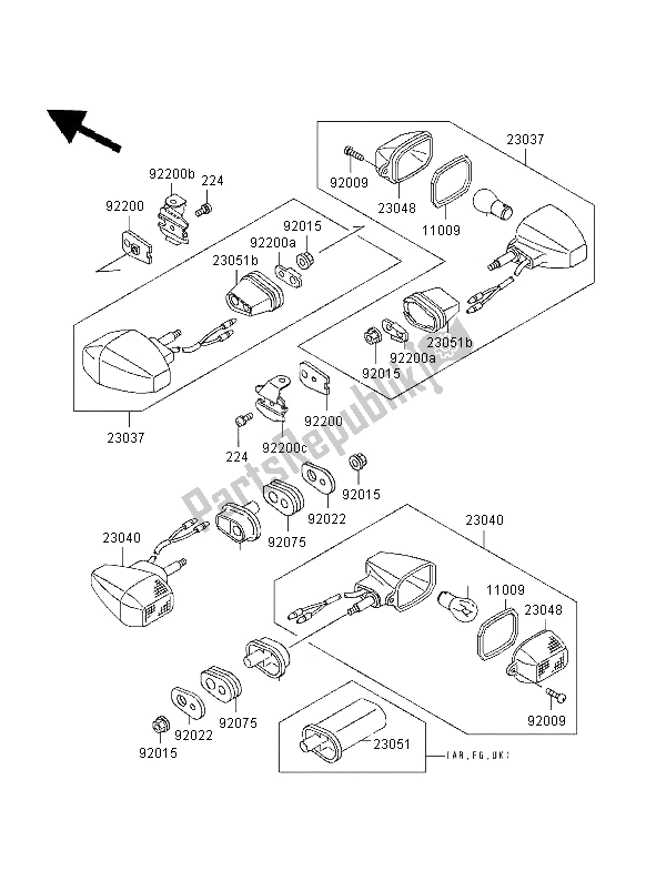 All parts for the Turn Signals of the Kawasaki ZXR 400 1997