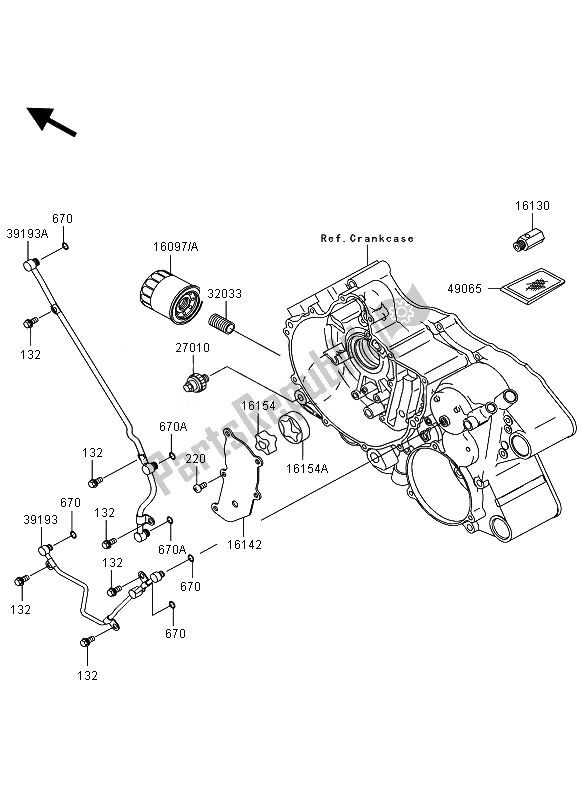 All parts for the Oil Pump of the Kawasaki KVF 360 2007