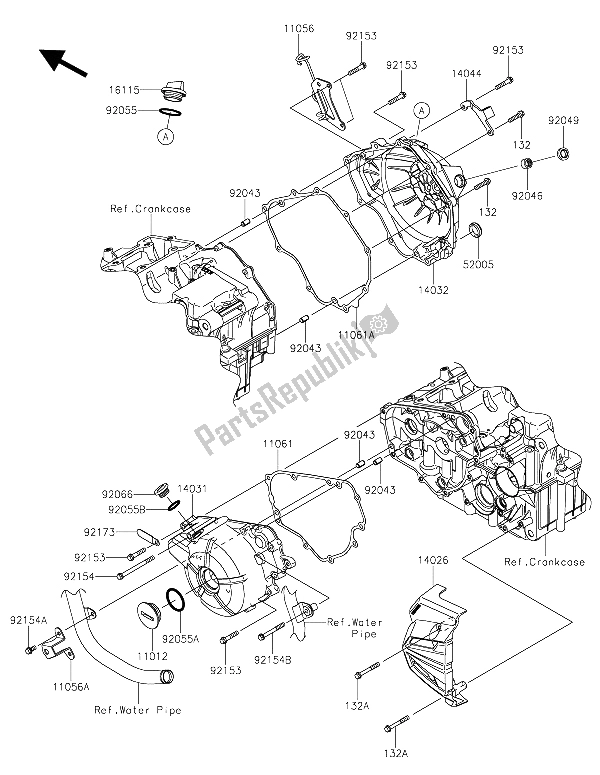 Tutte le parti per il Coperchio (i) Del Motore del Kawasaki Z 300 2015