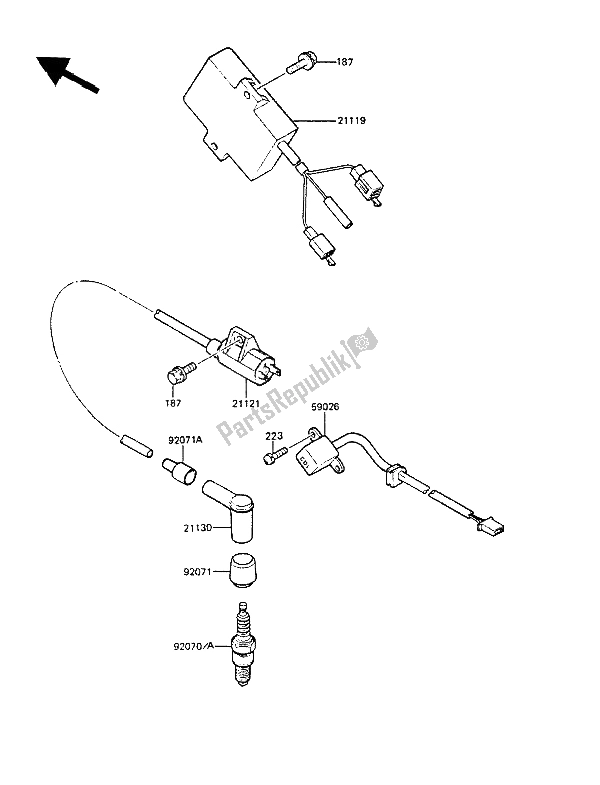 All parts for the Ignition System of the Kawasaki KMX 125 1987